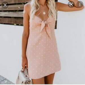 Tan polka dot mini dress